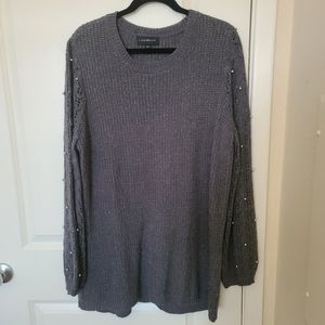 Lane Bryant Gray Pull Over Crochet Sweater.